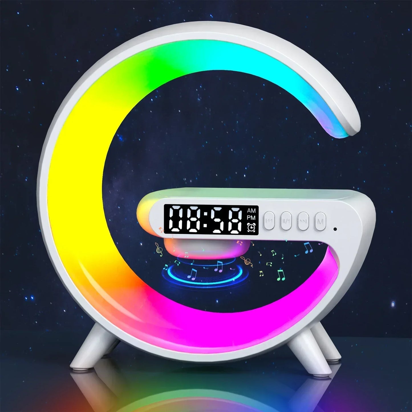 Multifunction Wireless Charger Stand + RGB + Bluetooth Speaker