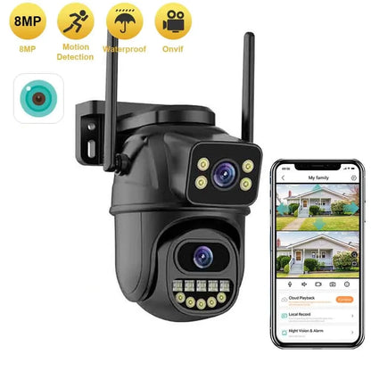 8MP WiFi Surveillance Camera, Dual Lens, 4X Digital Zoom