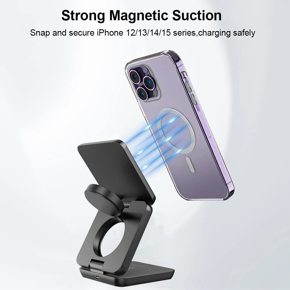 Wireless Charger 3 in 1 Foldable Magnetic Station