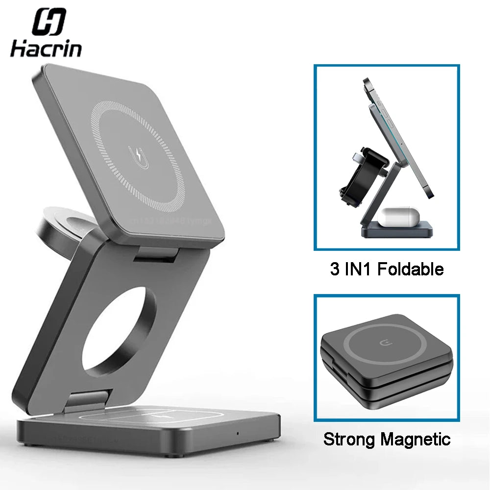 Wireless Charger 3 in 1 Foldable Magnetic Station