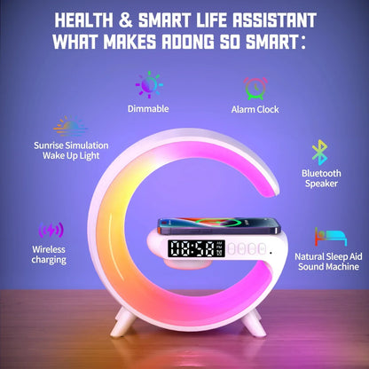 Multifunction Wireless Charger Stand + RGB + Bluetooth Speaker